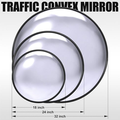 مرآة محدبة للسلامة المرورية مثبتة على الحائط مقاس 24 بوصة أو 32 بوصة، مرآة أمان مضادة للسرقة مع حامل عالي التحمل لمتجر البيع بالتجزئة، المرآب، المستودع، المكتب، موقف السيارات (1، 24 بوصة كبير) in Kuwait