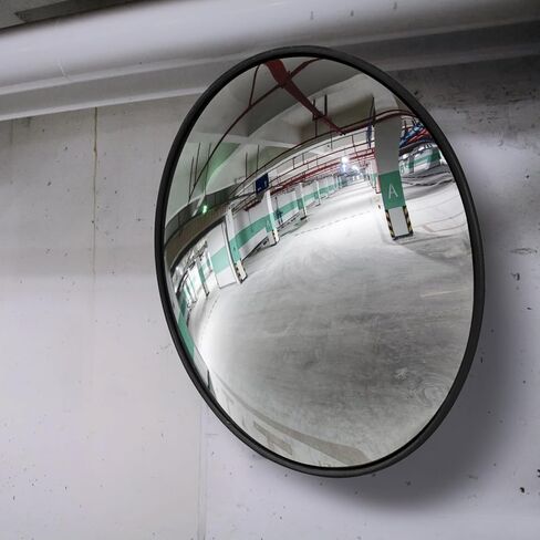 مرآة محدبة للسلامة المرورية مثبتة على الحائط مقاس 24 بوصة أو 32 بوصة، مرآة أمان مضادة للسرقة مع حامل عالي التحمل لمتجر البيع بالتجزئة، المرآب، المستودع، المكتب، موقف السيارات (1، 24 بوصة كبير) in Kuwait