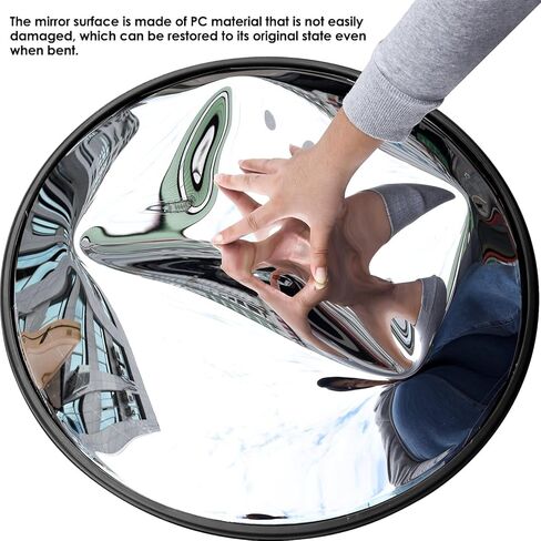 مرآة محدبة للسلامة المرورية مثبتة على الحائط مقاس 24 بوصة أو 32 بوصة، مرآة أمان مضادة للسرقة مع حامل عالي التحمل لمتجر البيع بالتجزئة، المرآب، المستودع، المكتب، موقف السيارات (1، 24 بوصة كبير) in Kuwait