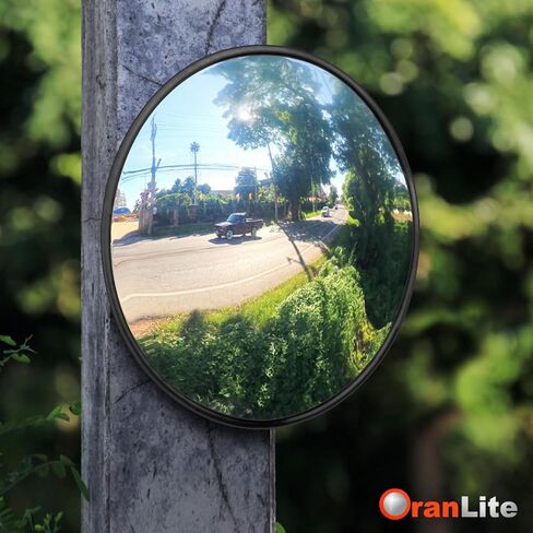 مرآة محدبة للسلامة المرورية مثبتة على الحائط مقاس 24 بوصة أو 32 بوصة، مرآة أمان مضادة للسرقة مع حامل عالي التحمل لمتجر البيع بالتجزئة، المرآب، المستودع، المكتب، موقف السيارات (1، 24 بوصة كبير) in Kuwait