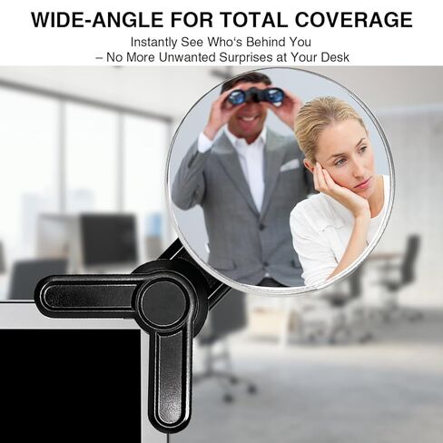Clip On Mirror for Computer Monitor & Laptop, Convex Rear View Mirror for Office Monitor, Desk, Cubicle Privacy -Adjustable Wide Angle Clip to Eliminate Blind Spots for Personal Safety (1) in Kuwait