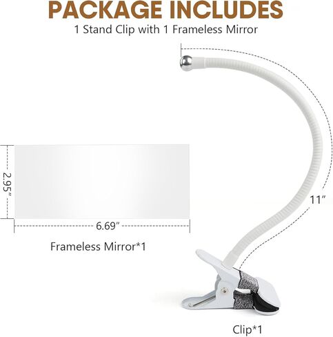 مشبك على مرآة الأمان، مقصورة مكتب محدبة لمكتب السلامة الشخصية، مرآة الرؤية الخلفية، شاشة الكمبيوتر لترى خلفك (مستطيل أبيض 6.69 بوصة × 2.95 بوصة بدون إطار) in Kuwait