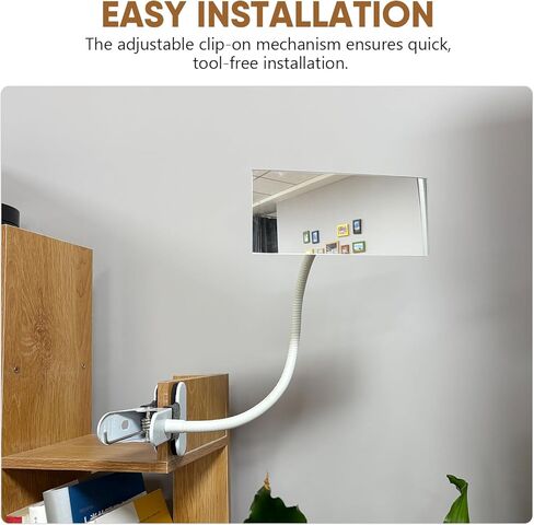 مشبك على مرآة الأمان، مقصورة مكتب محدبة لمكتب السلامة الشخصية، مرآة الرؤية الخلفية، شاشة الكمبيوتر لترى خلفك (مستطيل أبيض 6.69 بوصة × 2.95 بوصة بدون إطار) in Kuwait