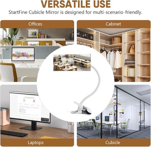 مشبك على مرآة الأمان، مقصورة مكتب محدبة لمكتب السلامة الشخصية، مرآة الرؤية الخلفية، شاشة الكمبيوتر لترى خلفك (مستطيل أبيض 6.69 بوصة × 2.95 بوصة بدون إطار) in Kuwait