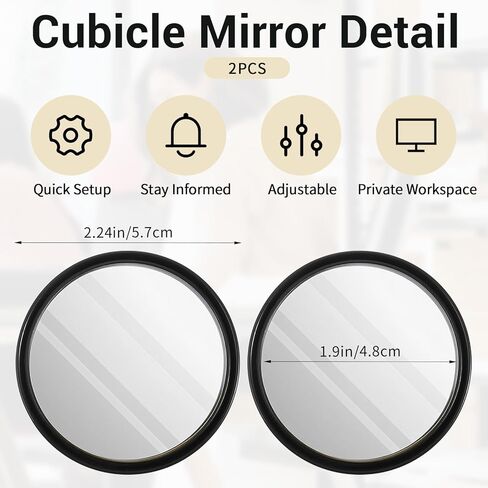 2 PCS Desk Mirror Office Cubicle, Adjustable Cubicle Mirror to See Behind You, Removable Computer Monitor Rearview Mirrors, 2.2 Inch in Saudi Arabia