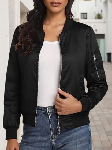Women's Casual Jacket Zip Up Lightweight Windbreaker Coat with Pockets for Hiking in Saudi Arabia