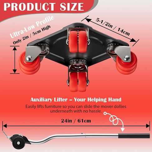 Heavy Duty Furniture Movers with 8 Wheels, Dual-Wheel Caster Square Dollies with Furniture Lifter and Base, 360° Swivel Casters, Non-Slip Pads, Up to 3500 lbs Load Capacity in Saudi Arabia