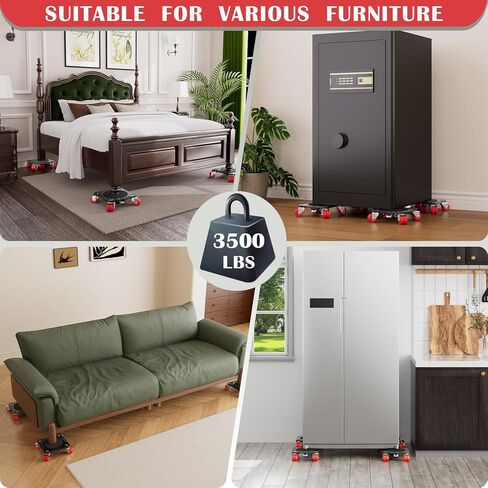 Heavy Duty Furniture Movers with 8 Wheels, Dual-Wheel Caster Square Dollies with Furniture Lifter and Base, 360° Swivel Casters, Non-Slip Pads, Up to 3500 lbs Load Capacity in Saudi Arabia