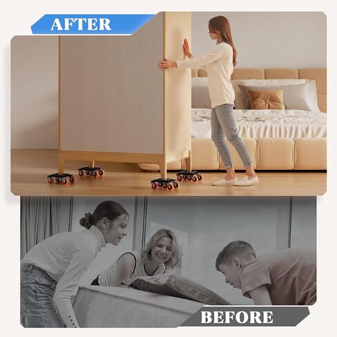 Furniture Movers with Wheels, Upgraded Guardrails for No Slips, Heavy Duty Furniture Dolly, Furniture Sliders with Wheels, Furniture Lifter Tool Included (Orange, 6.3" × 6.3" Pro) in Saudi Arabia