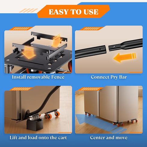 Furniture Movers with Wheels, Upgraded Guardrails for No Slips, Heavy Duty Furniture Dolly, Furniture Sliders with Wheels, Furniture Lifter Tool Included (Orange, 6.3" × 6.3" Pro) in Saudi Arabia