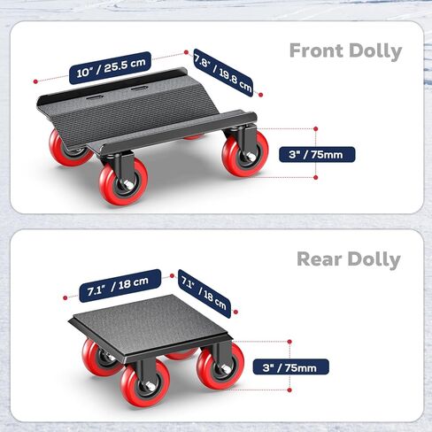 Snowmobile Dolly Heavy Duty with 3 Inch Caster Wheels,Sled Dollies Set of 3 Holding Up to 1660 LBS,V-Slide Steel Dollies with Full Rubber Pad Protecting Ski,and 2 Pairs of Straps Attaching on Skis in Kuwait