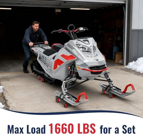 Snowmobile Dolly Heavy Duty with 3 Inch Caster Wheels,Sled Dollies Set of 3 Holding Up to 1660 LBS,V-Slide Steel Dollies with Full Rubber Pad Protecting Ski,and 2 Pairs of Straps Attaching on Skis in Kuwait