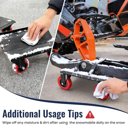 Snowmobile Dolly Heavy Duty with 3 Inch Caster Wheels,Sled Dollies Set of 3 Holding Up to 1660 LBS,V-Slide Steel Dollies with Full Rubber Pad Protecting Ski,and 2 Pairs of Straps Attaching on Skis in Kuwait