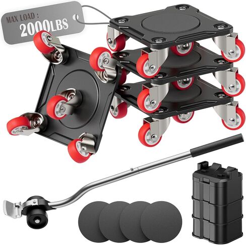 Heavy Duty Furniture Movers with 8 Wheels, Dual-Wheel Caster Square Dollies with Furniture Lifter and Base, 360° Swivel Casters, Non-Slip Pads, Up to 3500 lbs Load Capacity in Saudi Arabia