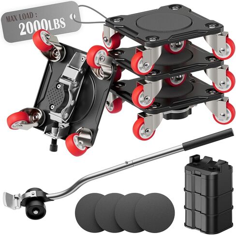Heavy Duty Furniture Movers with 8 Wheels, Dual-Wheel Caster Square Dollies with Furniture Lifter and Base, 360° Swivel Casters, Non-Slip Pads, Up to 3500 lbs Load Capacity in Saudi Arabia