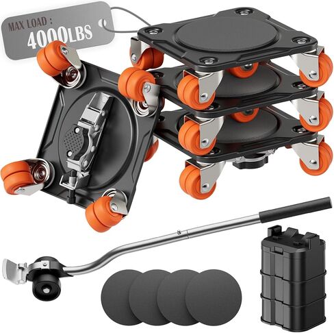 Heavy Duty Furniture Movers with 8 Wheels, Dual-Wheel Caster Square Dollies with Furniture Lifter and Base, 360° Swivel Casters, Non-Slip Pads, Up to 3500 lbs Load Capacity in Saudi Arabia