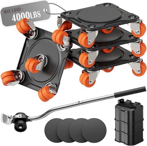 Heavy Duty Furniture Movers with 8 Wheels, Dual-Wheel Caster Square Dollies with Furniture Lifter and Base, 360° Swivel Casters, Non-Slip Pads, Up to 3500 lbs Load Capacity in Saudi Arabia