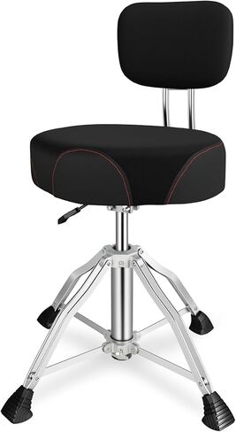 EASTROCK Drum Throne with Backrest, 4-Leg Airlift Height Adjustable Drum Stool, Motorcycle-Style Heavy Duty Saddle Drum Seat with Thickened Cushion for Adult Drummers in Saudi Arabia