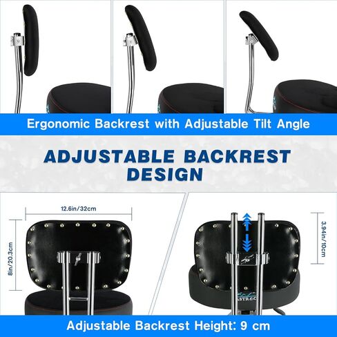 EASTROCK Drum Throne with Backrest, 4-Leg Airlift Height Adjustable Drum Stool, Motorcycle-Style Heavy Duty Saddle Drum Seat with Thickened Cushion for Adult Drummers in Saudi Arabia