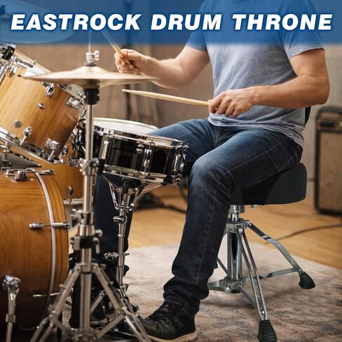 EASTROCK Drum Throne with Backrest, 4-Leg Airlift Height Adjustable Drum Stool, Motorcycle-Style Heavy Duty Saddle Drum Seat with Thickened Cushion for Adult Drummers in Saudi Arabia
