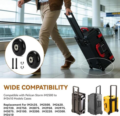 Replacement Wheels for Pelican Storm iM Series Cases, Heavy Duty Case Wheel Compatible with Pelican iM2500 to iM3410 Cases, Easy Install Wheel Kit for Travel & Equipment Cases, 2 Pack in Kuwait