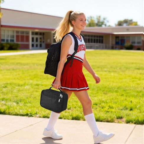 3 Pcs Large Cheer Backpack with Lunch Tote Bag & Bow Keychain Cheerleading Glitter Bag Cheerleader Sports Team Gifts(Black) in Saudi Arabia