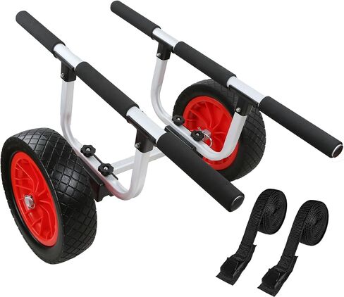 عربة كاياك من الألومنيوم شديدة التحمل، عرض قابل للتعديل بسعة وزن 470 رطل وإطارات صلبة مقاس 12 بوصة، عربة ترولي زورق قابلة للفصل لزوارق الكاياك وألواح التجديف العائمة وبساط جون بوتس in Kuwait