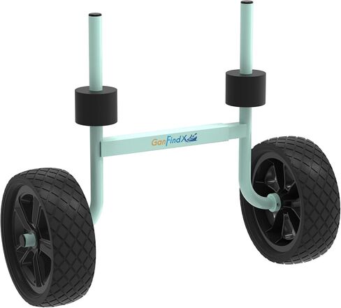 عربة كاياك شديدة التحمل من GanFindX، عربة كاياك قابلة للتعديل وقابلة للطي مع عجلات إسفنجية صلبة، عربة نقل كاياك محمولة، أشرطة ربط للأسفل متضمنة عرض قابل للتعديل، أخضر فاتح in Kuwait