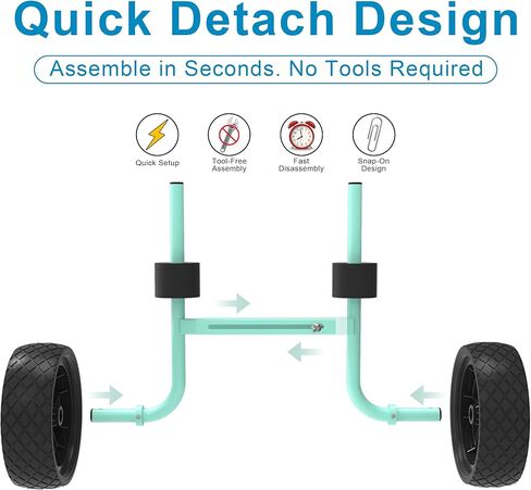 عربة كاياك شديدة التحمل من GanFindX، عربة كاياك قابلة للتعديل وقابلة للطي مع عجلات إسفنجية صلبة، عربة نقل كاياك محمولة، أشرطة ربط للأسفل متضمنة عرض قابل للتعديل، أخضر فاتح in Kuwait