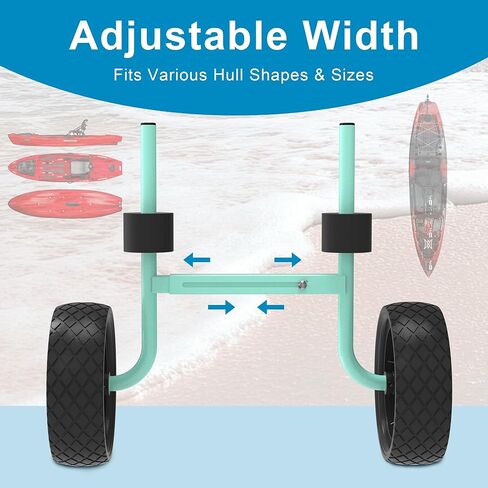 عربة كاياك شديدة التحمل من GanFindX، عربة كاياك قابلة للتعديل وقابلة للطي مع عجلات إسفنجية صلبة، عربة نقل كاياك محمولة، أشرطة ربط للأسفل متضمنة عرض قابل للتعديل، أخضر فاتح in Kuwait