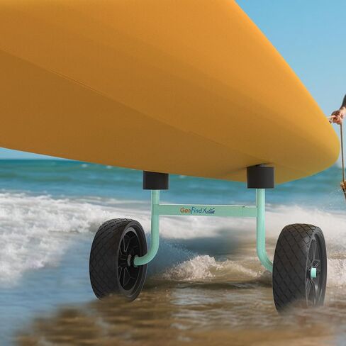 عربة كاياك شديدة التحمل من GanFindX، عربة كاياك قابلة للتعديل وقابلة للطي مع عجلات إسفنجية صلبة، عربة نقل كاياك محمولة، أشرطة ربط للأسفل متضمنة عرض قابل للتعديل، أخضر فاتح in Kuwait