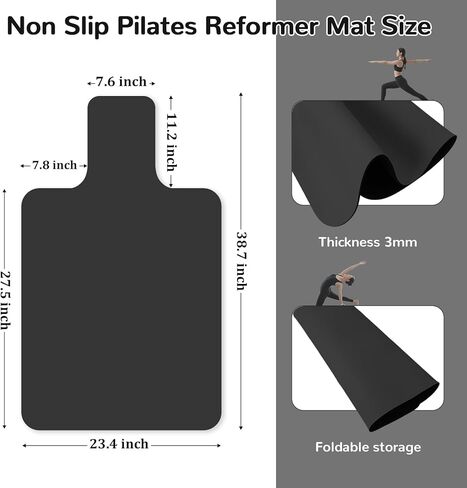 بساط بيلاتيس ريفورمر غير قابل للانزلاق، بساط منشفة بيلاتيس بسطح من الصوف الناعم، بساط بيلاتيس مع معدات متعددة، خفيف الوزن وقابل للطي، يمتص العرق ويجف سريعًا، لليوجا واللياقة البدنية (أسود) in Kuwait