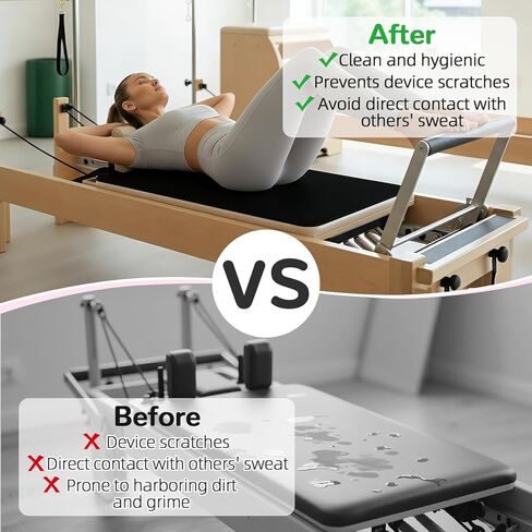 بساط بيلاتيس ريفورمر غير قابل للانزلاق، بساط منشفة بيلاتيس بسطح من الصوف الناعم، بساط بيلاتيس مع معدات متعددة، خفيف الوزن وقابل للطي، يمتص العرق ويجف سريعًا، لليوجا واللياقة البدنية (أسود) in Kuwait