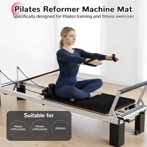 بساط بيلاتيس ريفورمر غير قابل للانزلاق، بساط منشفة بيلاتيس بسطح من الصوف الناعم، بساط بيلاتيس مع معدات متعددة، خفيف الوزن وقابل للطي، يمتص العرق ويجف سريعًا، لليوجا واللياقة البدنية (أسود) in Kuwait