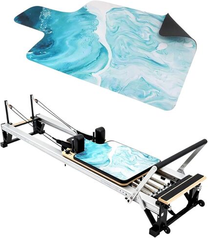 بساط إصلاح بيلاتيس غير قابل للانزلاق، بساط منشفة بيلاتيس بسطح من الصوف الناعم، بساط بيلاتيس مع معدات متعددة، خفيف الوزن وقابل للطي، يمتص العرق ويجف سريعًا، لليوجا واللياقة البدنية (أزرق محيطي) in Kuwait