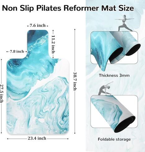 بساط إصلاح بيلاتيس غير قابل للانزلاق، بساط منشفة بيلاتيس بسطح من الصوف الناعم، بساط بيلاتيس مع معدات متعددة، خفيف الوزن وقابل للطي، يمتص العرق ويجف سريعًا، لليوجا واللياقة البدنية (أزرق محيطي) in Kuwait