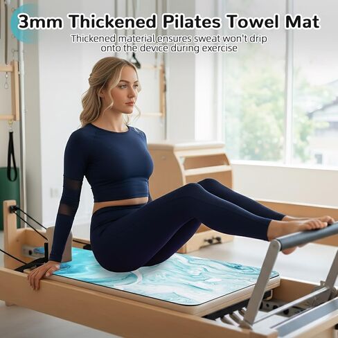 بساط إصلاح بيلاتيس غير قابل للانزلاق، بساط منشفة بيلاتيس بسطح من الصوف الناعم، بساط بيلاتيس مع معدات متعددة، خفيف الوزن وقابل للطي، يمتص العرق ويجف سريعًا، لليوجا واللياقة البدنية (أزرق محيطي) in Kuwait