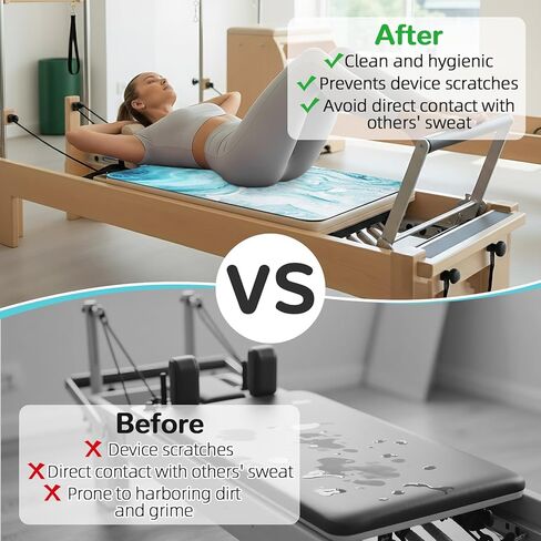 بساط إصلاح بيلاتيس غير قابل للانزلاق، بساط منشفة بيلاتيس بسطح من الصوف الناعم، بساط بيلاتيس مع معدات متعددة، خفيف الوزن وقابل للطي، يمتص العرق ويجف سريعًا، لليوجا واللياقة البدنية (أزرق محيطي) in Kuwait