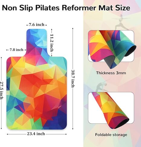 بساط بيلاتيس ريفورمر غير قابل للانزلاق، بساط منشفة بيلاتيس بسطح من الصوف الناعم، بساط بيلاتيس مع معدات متعددة، خفيف الوزن وقابل للطي، يمتص العرق ويجف سريعًا، لليوجا واللياقة البدنية (متعدد الألوان) in Kuwait