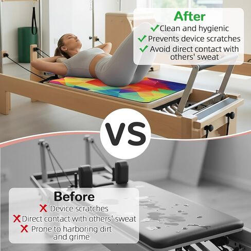 بساط بيلاتيس ريفورمر غير قابل للانزلاق، بساط منشفة بيلاتيس بسطح من الصوف الناعم، بساط بيلاتيس مع معدات متعددة، خفيف الوزن وقابل للطي، يمتص العرق ويجف سريعًا، لليوجا واللياقة البدنية (متعدد الألوان) in Kuwait