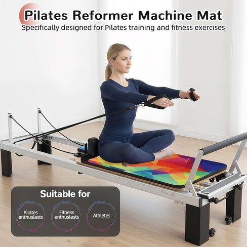 بساط بيلاتيس ريفورمر غير قابل للانزلاق، بساط منشفة بيلاتيس بسطح من الصوف الناعم، بساط بيلاتيس مع معدات متعددة، خفيف الوزن وقابل للطي، يمتص العرق ويجف سريعًا، لليوجا واللياقة البدنية (متعدد الألوان) in Kuwait