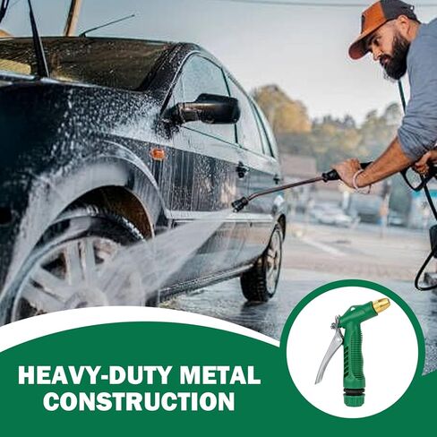 High Pressure Hose Nozzle, Front-Trigger Adjustable Heavy Duty Metal Hose Nozzle Multifunction Garden Pipe Connector for Plants and Lawn, Car Washing Home Garden Accessory in Saudi Arabia