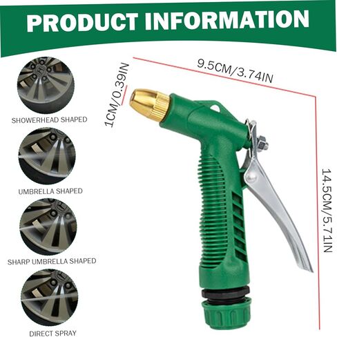 High Pressure Hose Nozzle, Front-Trigger Adjustable Heavy Duty Metal Hose Nozzle Multifunction Garden Pipe Connector for Plants and Lawn, Car Washing Home Garden Accessory in Saudi Arabia