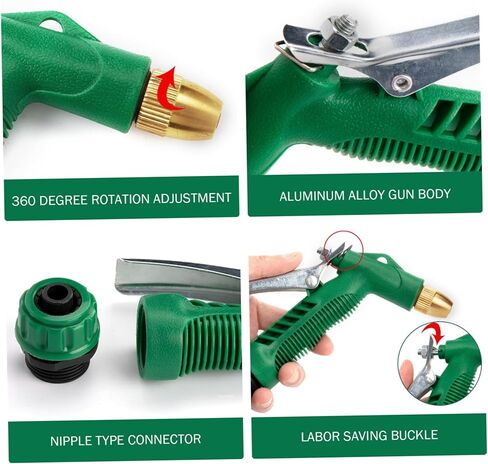 High Pressure Hose Nozzle, Front-Trigger Adjustable Heavy Duty Metal Hose Nozzle Multifunction Garden Pipe Connector for Plants and Lawn, Car Washing Home Garden Accessory in Saudi Arabia