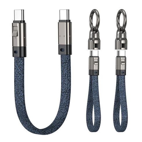 A.S USB C Cable -keychain Charger Cable ، Short 240W PD Cord Fast Charging ، USB C to USB C Cable 480MBPS TRANVERS ، Thunderbolt 3 for Macbook Android Auto Outso SSD Type C Devices (1 pack/0.49ft) in Kuwait