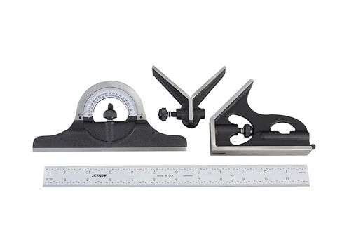 مربع مجموعة ميكانيكي مقاس 12 بوصة - تخرج 16R (1/32 بوصة، 1/64 بوصة، 1/50 بوصة، 1/100 بوصة) مع مستوى رأس وروح قابل للتعديل، صنع في الولايات المتحدة in Kuwait