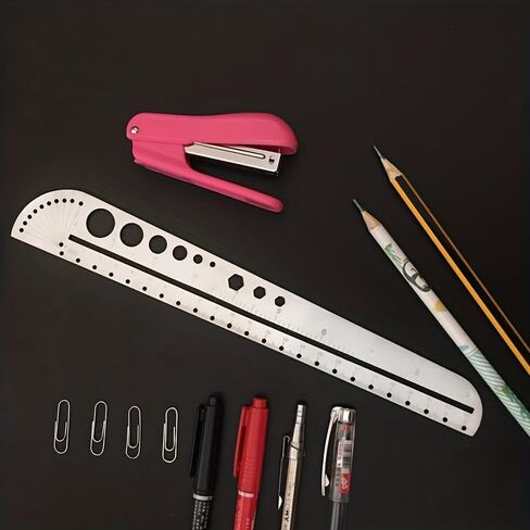 1pc Multi-Functional Ruler with Large Graduations and Hexagonal Design for Office, Leatherworking Projects, Measuring Tool (Silver) in Saudi Arabia
