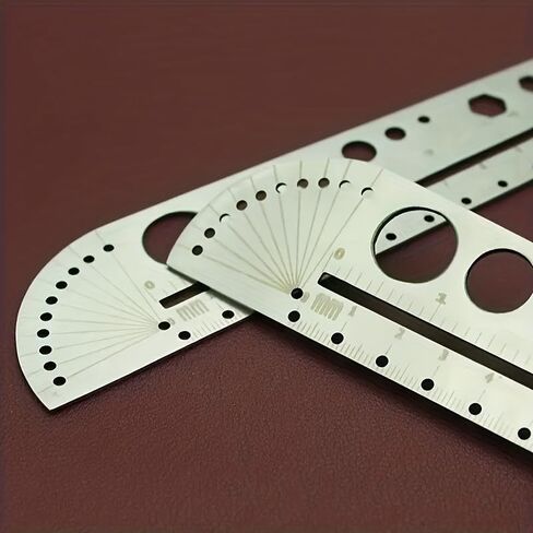 1pc Multi-Functional Ruler with Large Graduations and Hexagonal Design for Office, Leatherworking Projects, Measuring Tool (Silver) in Saudi Arabia