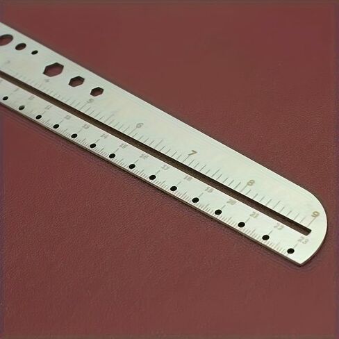 1pc Multi-Functional Ruler with Large Graduations and Hexagonal Design for Office, Leatherworking Projects, Measuring Tool (Silver) in Saudi Arabia