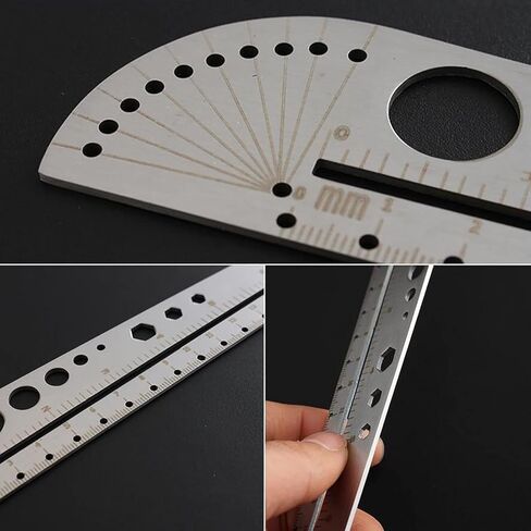 1pc Multi-Functional Ruler with Large Graduations and Hexagonal Design for Office, Leatherworking Projects, Measuring Tool (Silver) in Saudi Arabia